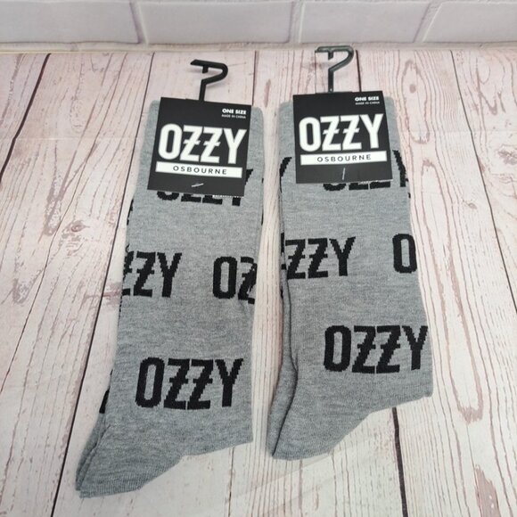 2 Pair OZZY OSBOURNE Men's Crew Socks black / gray one size (7-12) Black Sabbath - Picture 1 of 5